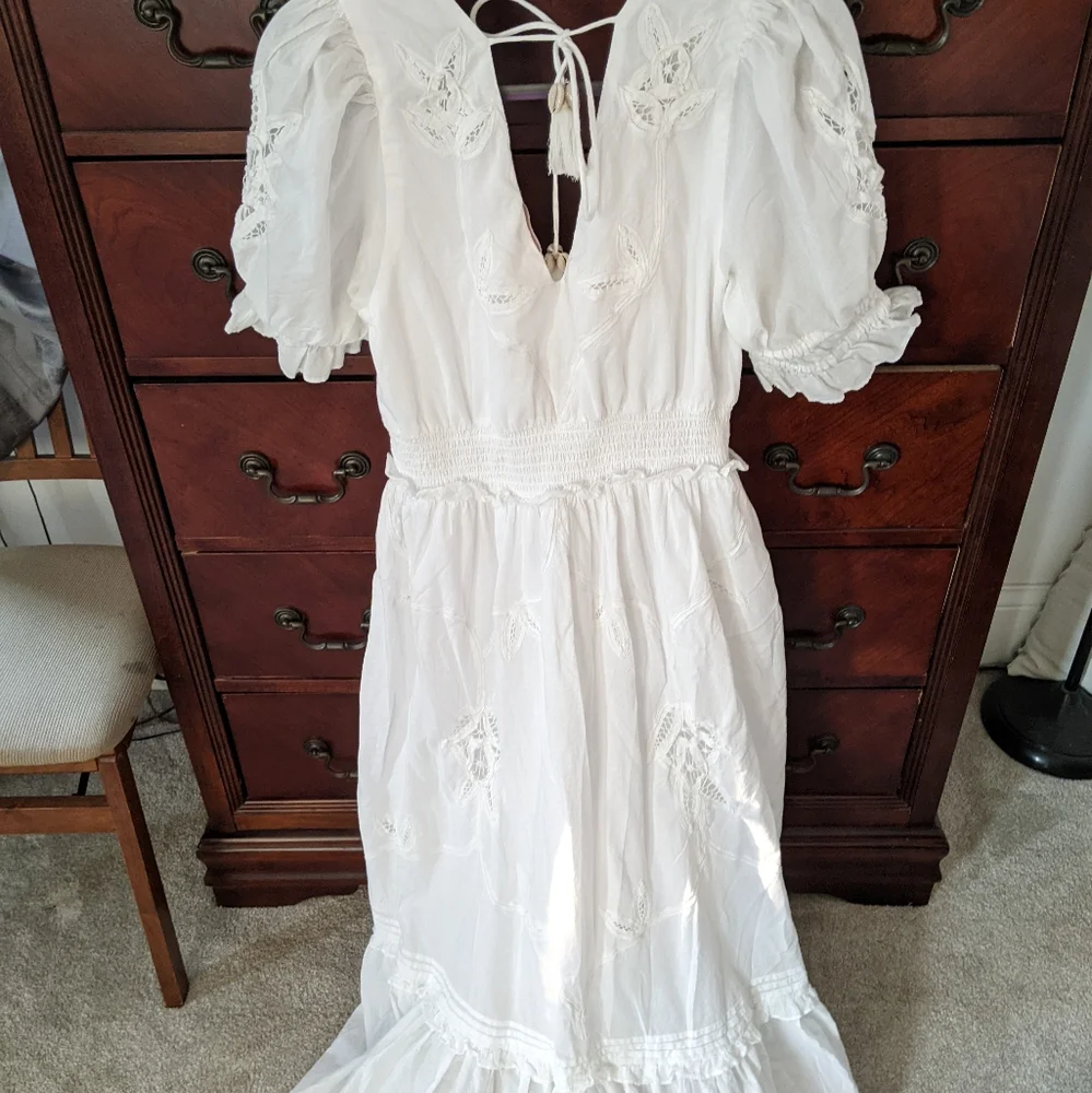 Cleobella White Eyelet V-Neck Midi Dress - Picture 15 of 16